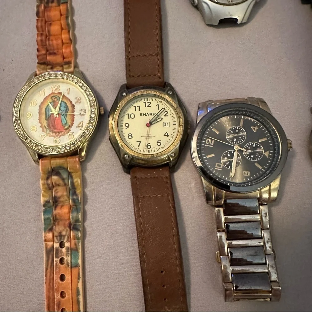 Lot of 9 Wrist Watches vintage & modern men’s/unisex Armitron Sharp Babe Ruth